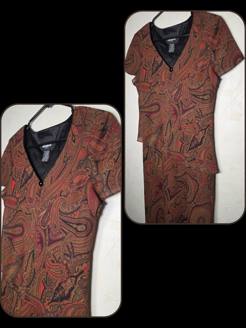 Vtg 90s Positive Attitude Earthy Paisley Whimsigoth Short sleeve Maxi Dress 12